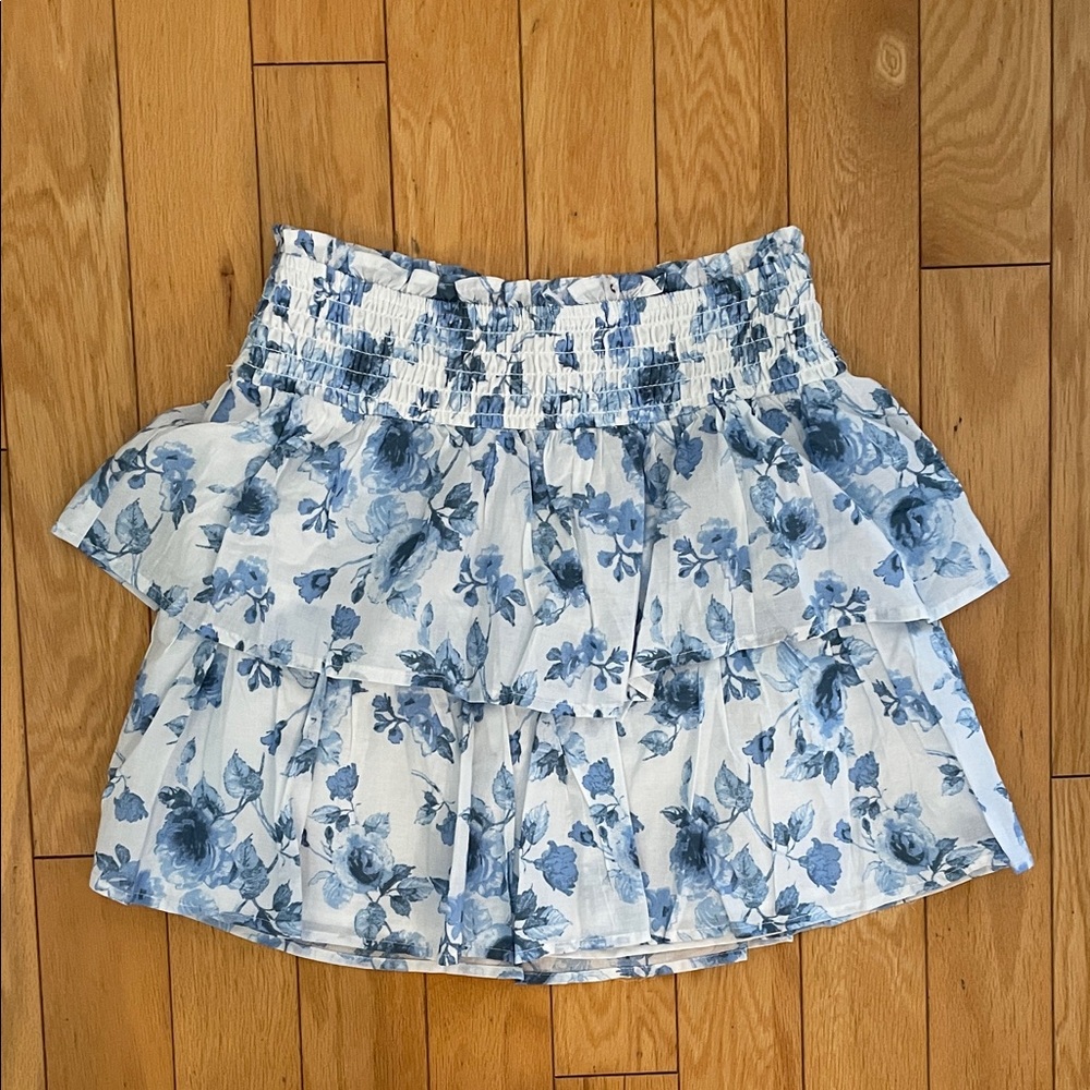 Art Class Blue and White Floral Mini Skirt Girls XL